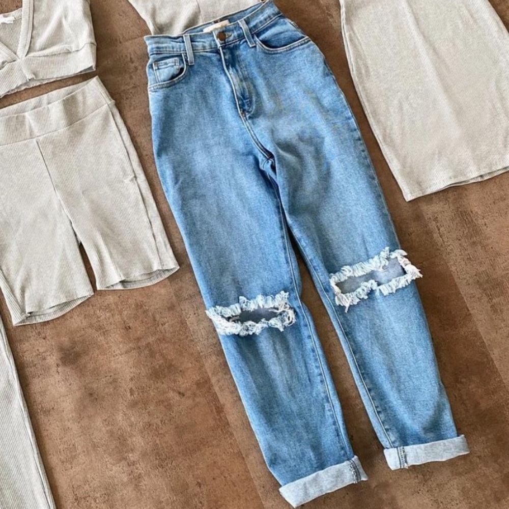 . OOTDFASH Steven High Waist Distressed Denim Jeans - Picture 6 of 16